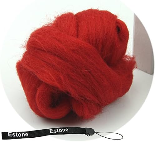 Tairacy Wool Spinning Fiber Top Roving for Needle Felting Craft Materials, 43 Optional Color (Red)