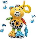Wingingkids Toys For Boys and Girls, Fun Musical Soft Plush Baby Rattle Stroller and Toddler Toys, Bear Rattle with Soft Teether, Mirror, Over 30 Melodies, Gender Neutral Baby Shower Toys for Newborns