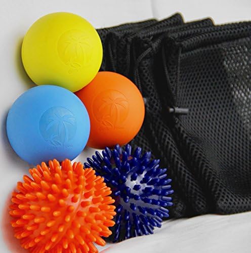 Physical Therapy Ball Myofascia Release Massage Lacrosse Spiky Ball (2 PK) Storage Bag Deep Tissue Trigger Point Foot Muscle Knot Back Shoulder Neck Acupressure Plantar Fasciitis (Orng Spiky &amp; Orng)