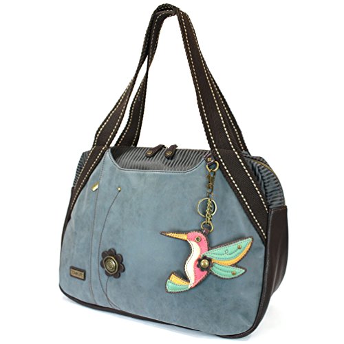 Chala Handbag Bowling Zip Tote Garden Creature Collections- Indigo (Hummingbird)