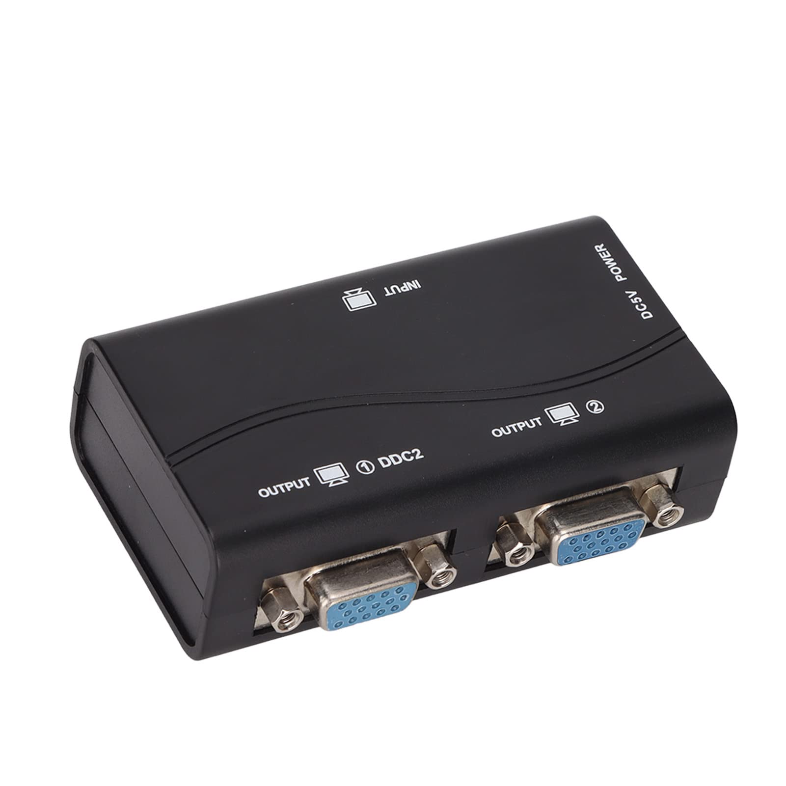 PUSOKEI VGA Splitter, 1 in 2 Out, USB Powered 250MHZ 1080P Video Splitter, with USB Cable, Plug and Play, for Screen Duplication