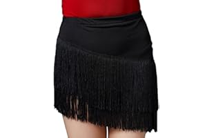 Libaobaoyo Girls Fringe Dance Skirt Mini Layered Tassel Latin Ballroom Tango Performance Outfits