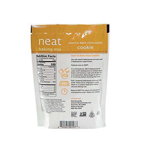 neat - Vegan - Mocha Dark Chocolate Cookie Mix (9.5 oz.) (Pack of 6) - Non-GMO, Gluten-Free, Soy Free, Baking Mix