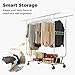 LANGRIA Heavy Duty Rolling Commercial Double Rail Clothing Garment Rack with Wheels Expandable Rods Collapsible Clothes Rack Max Load Capacity 287 lbs. for Bedroom Dressing Room Store (Chrome)