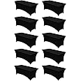 Utopia Kitchen Spandex Tablecloth 10 Pack [6FT, Black] Tight, Fitted, Washable and Wrinkle Resistant Stretch Table Cloth Rectangle Cover for Trade Show, Weddings & Parties [72Lx30Wx30H Inch]