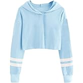 Imily Bela Kids Crop Tops Girls Striped Long Sleeve Fashion Hoodies Pullover Sweatshirts
