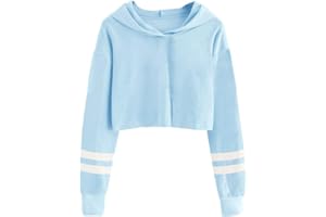 Imily Bela Kids Crop Tops Girls Striped Long Sleeve Fashion Hoodies Pullover Sweatshirts