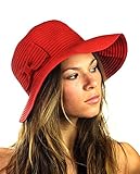 NYFASHION101 Women's Bow Accent Crushable Packable Up Brim Beach Sun Hat