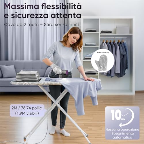 VIWAVE 1200W Vertical Ironing Iron, Dual Voltage 100-240V, 2-in-1 Travel Vertical Ironer with 4 Modes, LED Display, Portable Ironing Iron for Home and Business Travel