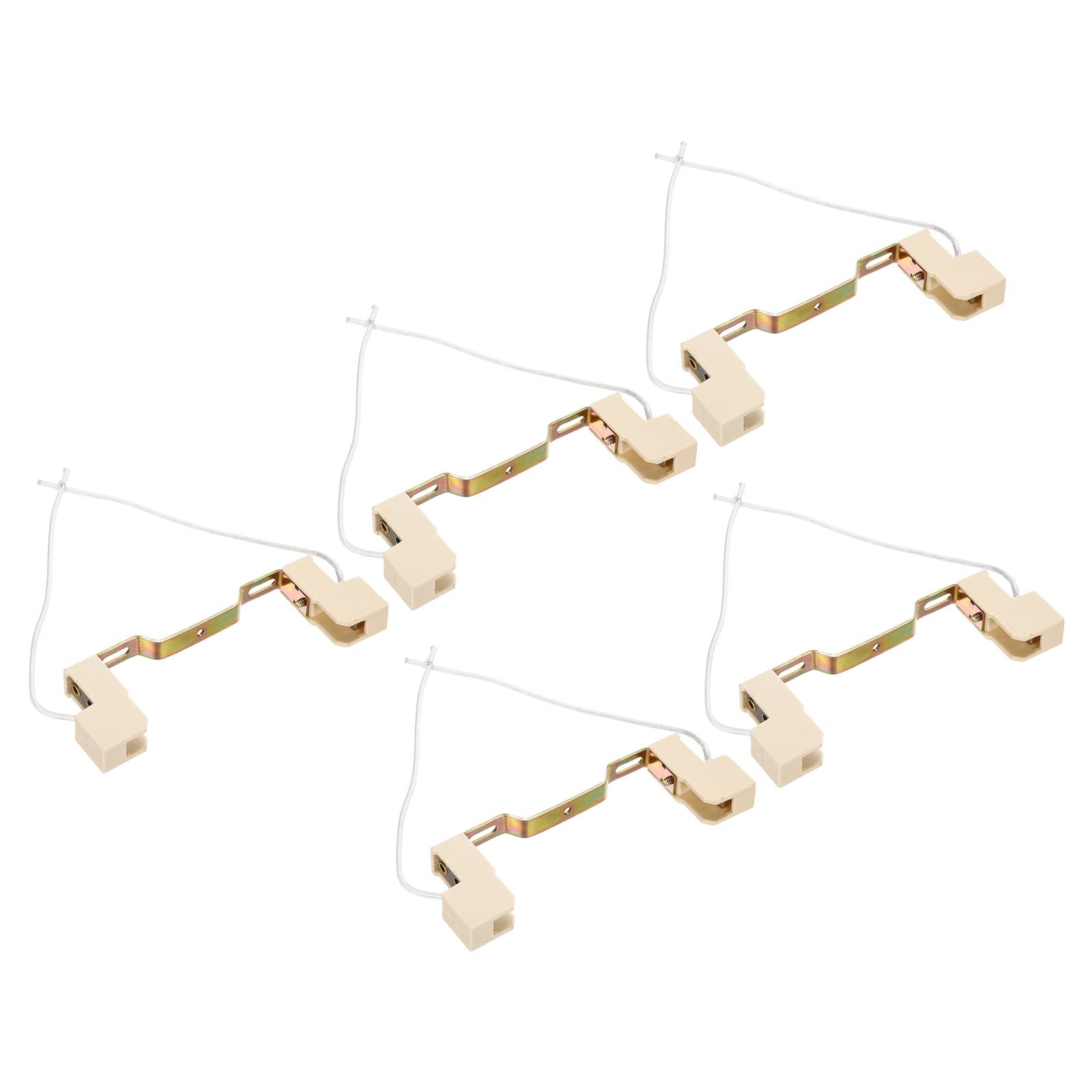 PATIKIL 118mm R7S Socket, 5 Pack Ceramic Lamp Holder Halogen Socket Bulb Base Converter Connector Double Ended with Cable Wire, Multicolor White