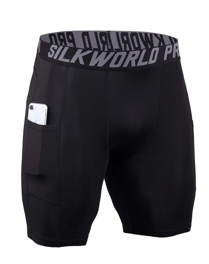 SILKWORLD Men's Compression Shorts Pockets Sports Running Tight Review