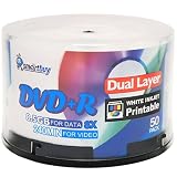 Smart Buy 50 Pack Dvd+r Dl 8.5gb 8x DVD Plus R Double Layer Printable
White Inkjet Blank Data Recordable Media 50 Discs Spindle