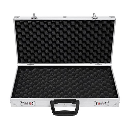 Chennly Aluminum Framed Locking Pistol Handgun Lock Box Hard Storage Carry Case with Polished Metal Hinges