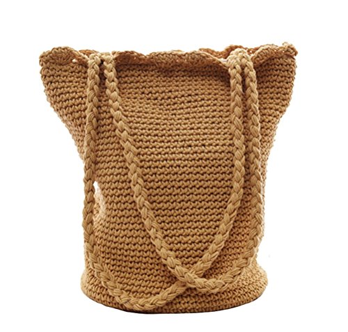 Bucket Bags Womens Handbags Winter Crochet Bags Shoulder Purse Shopper,Brown