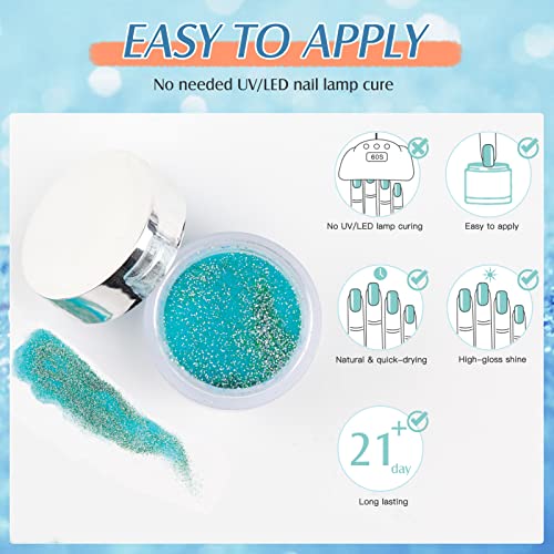 Dip Powder Nail Set, SEISSO 8 Colors Glitter Dipping Powder Starter Kit