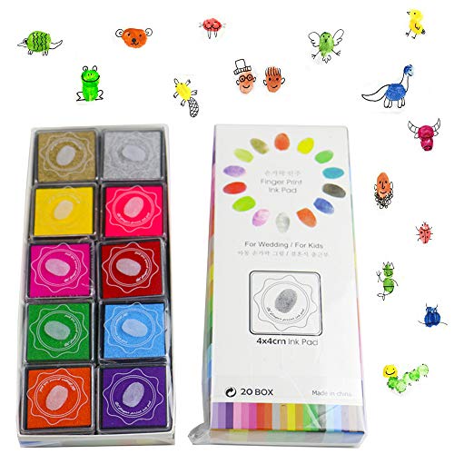 20pcs Craft Ink Pad,Stamps Pads,20 Colors Rainbow Finger Ink Pads for Kids DIY as Gifts,for Stamps,Paper,Wood Fabric - Thumbnail 2