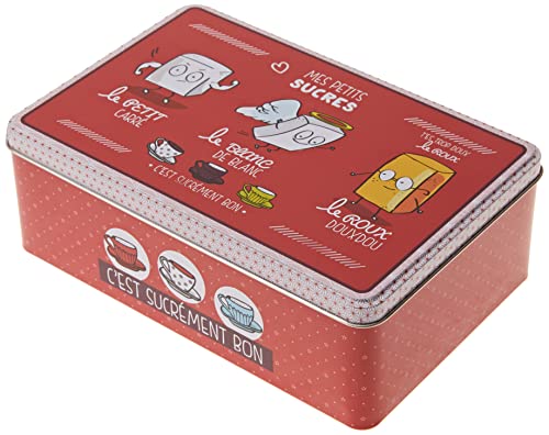 Delys 515901 Scatola di Zucchero in Metallo, Multicolore, Conservazione e Conservazione degli Alimenti, Design Divertente, Zuccheriera in Metallo 13,5 x 20,5 x 7 cm