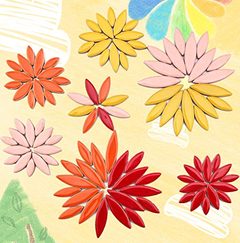 Yourway Style Leaf Shapes Ceramic Mosaic Tiles with Three Different Sizes for Handmade Decoration Craft Suitable for Kids and Adult(568g/1.25lb) (Red) - Thumbnail 4