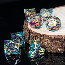 Cusdie Handmade DND Dice, Liquid Core Dice Set D&D