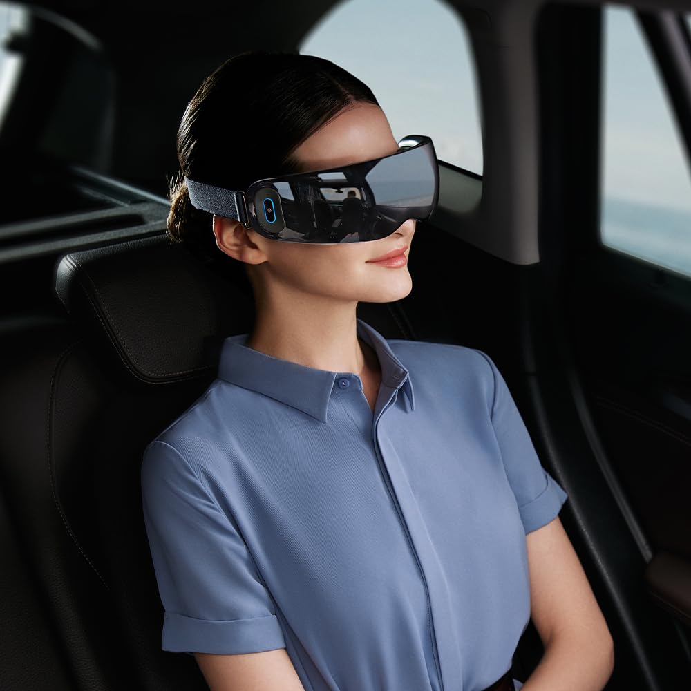 SKG Eye Massager with Heat, E7 Vibration Bluetooth Music Smart Heated Eye Massager for Migraines, Adaptive Temple Massage for Eye Relax, Improve Eye Circulation, Gifts for Women/Men, Dark Circles