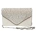 Fashion Road Women Satin Clutch, Rhinestone Evening Clutch, Envelope Clutch Purse, Pleated Flap Handbag for Wedding, Party and Prom Apricot