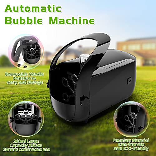NPET Bubble Machine, Automatic Bubble Blower, 3000+ Bubbles Per Minute, Portable Bubble Maker for Kids, Operated by Plug-in or Batteries, Bubble Toys for Indoor Outdoor Birthday Party