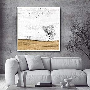 Framed Canvas Home Artwork Decoration A Lonely Tree Canvas Wall Art for Living Room, Bedroom - 16x16 inches