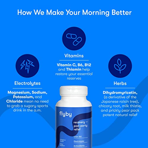 Flyby Recovery Pills Electrolyte Capsules w/Dihydromyricetin (DHM), Milk Thistle, Vitamin B12