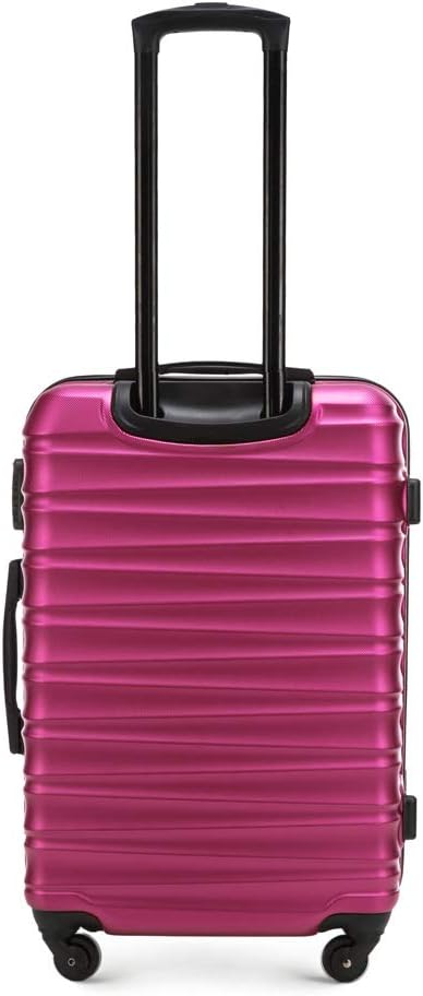 WITTCHEN Travel Suitcase Carry-On Cabin Luggage Hardshell Made of ABS with 4 Spinner Wheels Combination Lock Telescopic Handle Groove Line Set of 3 suitcases Pink - Image 5