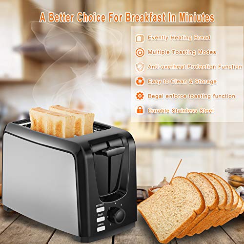 Toaster 2 Slice Wide Slot 2 Slice Toaster Best Rated with Bagel/Defrost