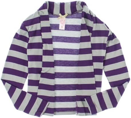 Downeast Girl Girls 2-6X 'Cozy Cardi' Striped Long Sleeve Open Cardigan 5 Gray