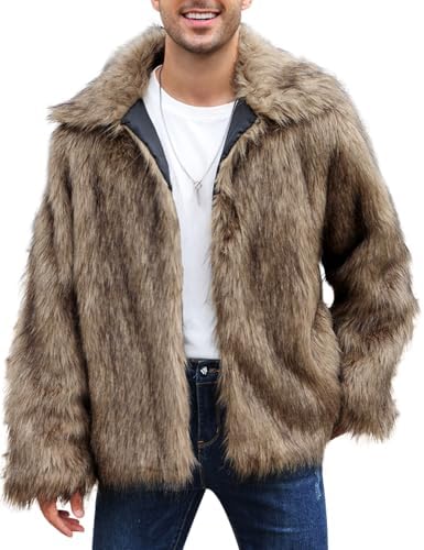 Amazon.com: Zylphorix Men's Hooded Pocket Faux Mink Jacket Open