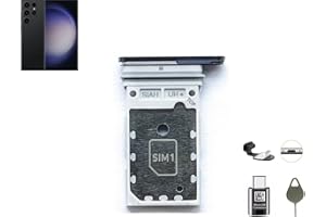 HXHN Galaxy S23 Ultra Dual SIM Card Tray Holder Slot Replacement Parts for Samsung Galaxy S23 Ultra 5G +Type-C Anti Dust Plugs +Eject Pin (Phantom Black)