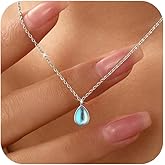 SUYACS Cute Moonstone Necklaces for Women 925 Sterling Silver Rainbow Teardrop Gradient Moonstone Pendant Necklace Elegant New Beginnings New Job Gifts Birthday Jewelry for Mom Daughter