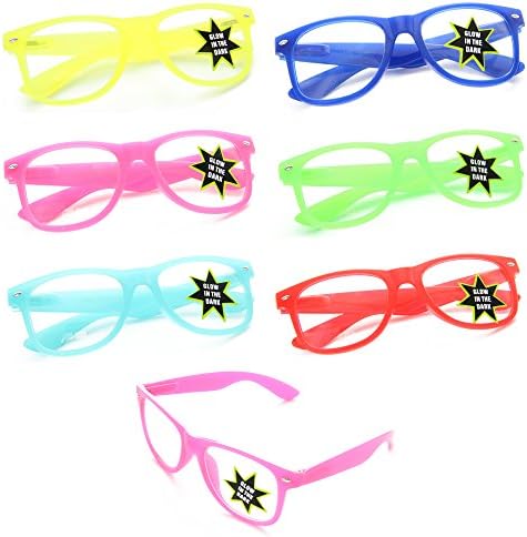 Wholesale Lot of 120 Black Sunglasses Retro Horned Rim Frame Party Favors (Glow in the Dark, Clear)