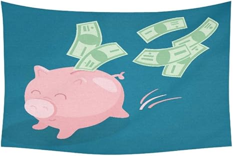 Amazon Co Jp タペストリー 貯金箱と空飛ぶお金 ビジネスフラットベクタペストリー 壁掛け 花 サイケデリックタペストリー 壁掛け インドの寮の装飾 リビングルーム ベッドルーム 60 X 40インチ ホーム キッチン