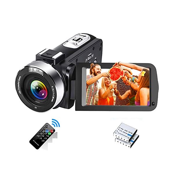 Videokamera Camcorder Full HD 2.7K 42MP Video Camcorder 18-Fach Digitalzoom Fülllicht Pausenfunktion mit 3,0-Zoll-LCD…