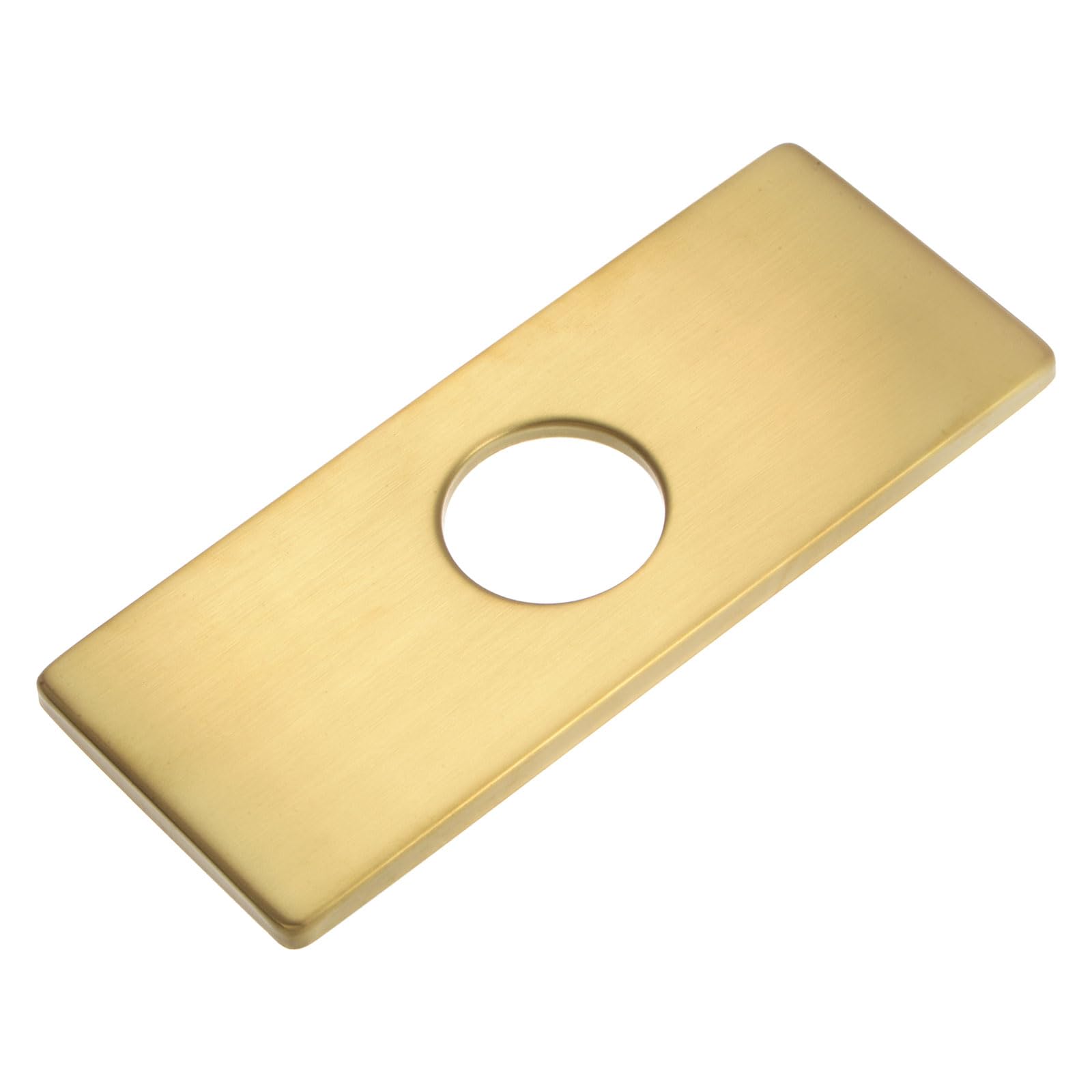 uxcell 6 Inch Hole Cover Deck Plate Escutcheon, Stainless Steel Sink Cover Plate for Bathroom or Kitchen Sink Faucet, Rectangle((Brushed Gold)