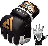 RDX MMA Gloves for Grappling Martial Arts | Genuine Cowhide Leather Mitts for Kickboxing, Sparring, Muay Thai, Cage Fighting, Punching Bag & Combat Training