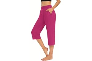 Pull On Capris for Women Dressy Casual Cropped Pants Elastic High Waist Exercise Lounge Pants Vacatipn Summer Outfits