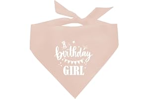 ZPPRJF Birthday Girl Dog Bandana, Apricot Pink Dog Bandana, Funny Cute Dog Bandana, Pet Dog Triangle Scarf, Pet Dog Scarf Accessories, Gift for Dog Lover, Dog Bandana for Small Medium Large Dogs (D33)