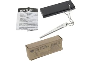 SE Waterproof Magnesium Firestarter Kit - Compact 2-in-1 Fire Starter with Flint, Serrated Striker, and Detachable Chain for Camping, Hiking, Survival, and Emergency Preparedness FS374