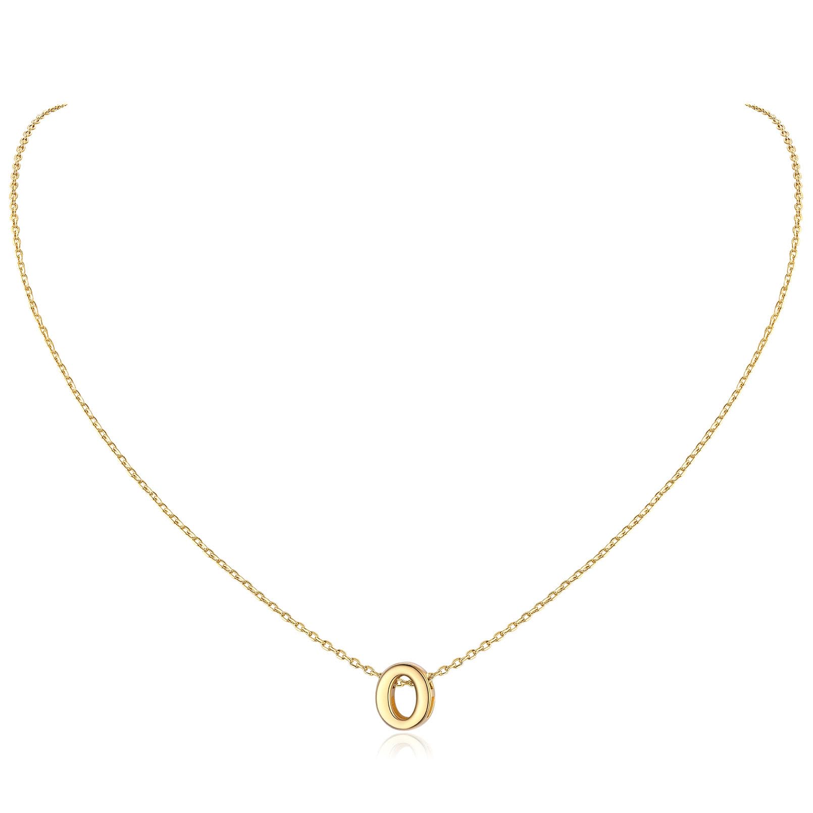 ChicSilver Necklace for Women 925 Gold Monogram Jewellery Sterling Silver Silver Letter O Necklaces Initial Gifts for Mum