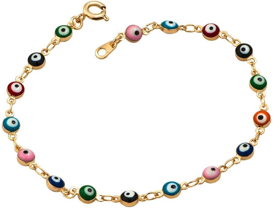 8" Dainty Colorful Protection Bangle Nazar Ojo Turkish Evil Eye Bracelet