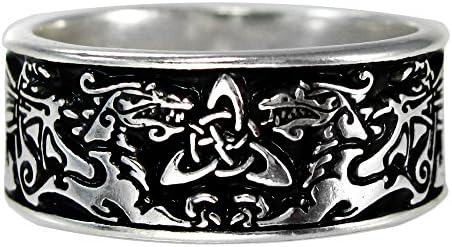 Wide Celtic Knot Dragon Ring Triquetra Ring Band for men or women (sz 6-15) sz 8