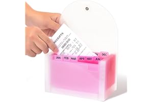 H4D Coupon Receipt Holder Organizer, 13 Pockets Accordian File Organizer Small Accordion File Folder, Mini Folder Plastic Wallet for Coupon Receipt Storage, 7x4.5 Inches (Pink)