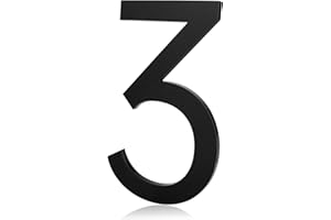 REAVOR Adhesive Mailbox Numbers, Self Stick 5 Inch House Numbers for Apartment Door Farmhouse Office Hotel Outside, Address Numbers and Letters, Frosted Matte Black Acrylic House Number 3