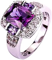 Psiroy 925 Sterling Silver Created Amethyst Filled Halo Promise Ring