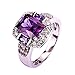 Psiroy 925 Sterling Silver Plated Emerald Cut Simulated Amethyst Halo Promise Ring for Women Size 9