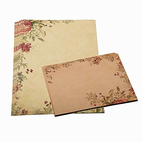 Dahey 30Pcs Vintage Stationery Floral Writting Paper Matching Envelopes